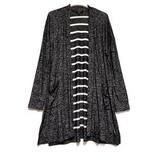 Lane Bryant Womens Long Cardigan Mixed Print Plus Size 14/16 1X Pockets Layering